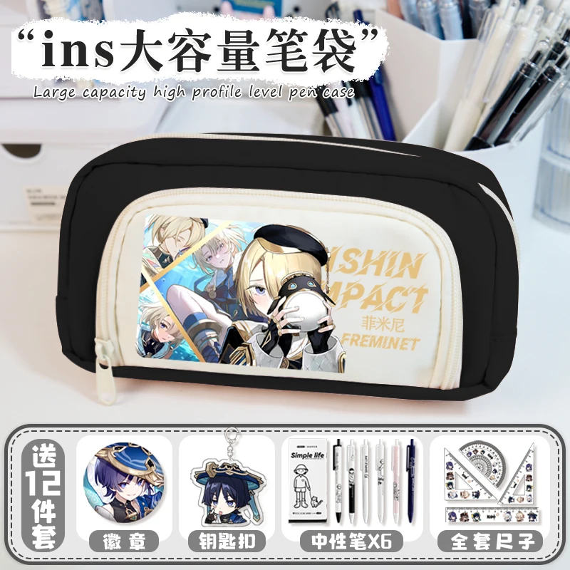 Anime GS Impact Game Cos Gaming Arlecchino Furina Dainsleif Freminet Etc. Unisex Simple Fashion Large Capacity Pencil Case Gift