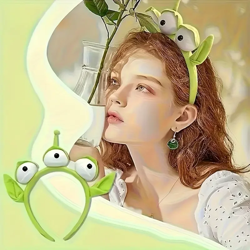 1/2 Piece of Shampoo Band, Soft Polyester Fiber Hair Band, Bright Green Cartoon Character Design, Suitable for Wearing