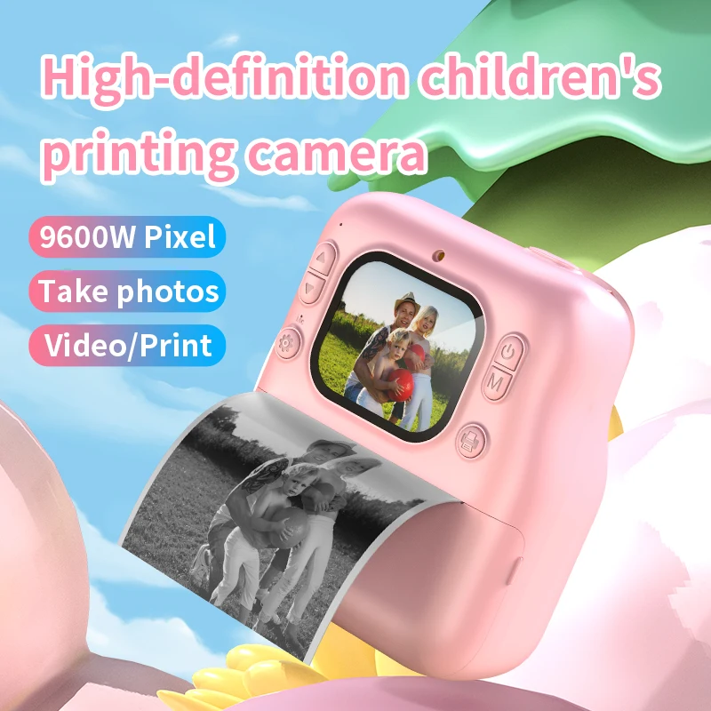 Y300 children's printer HD photo printing cartoon camera dual lens selfie game music birthday gift