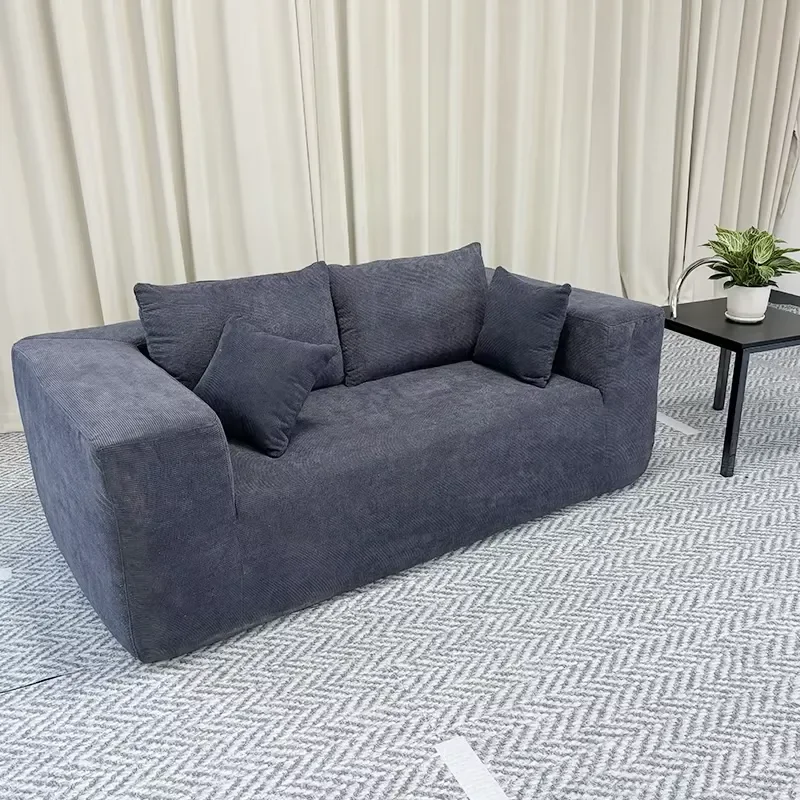 Pure Sponge Vacuum-compressed Corduroy Upholstered Square One Seat Sectional Sofa for Small Living Rooms and Basements Fabric