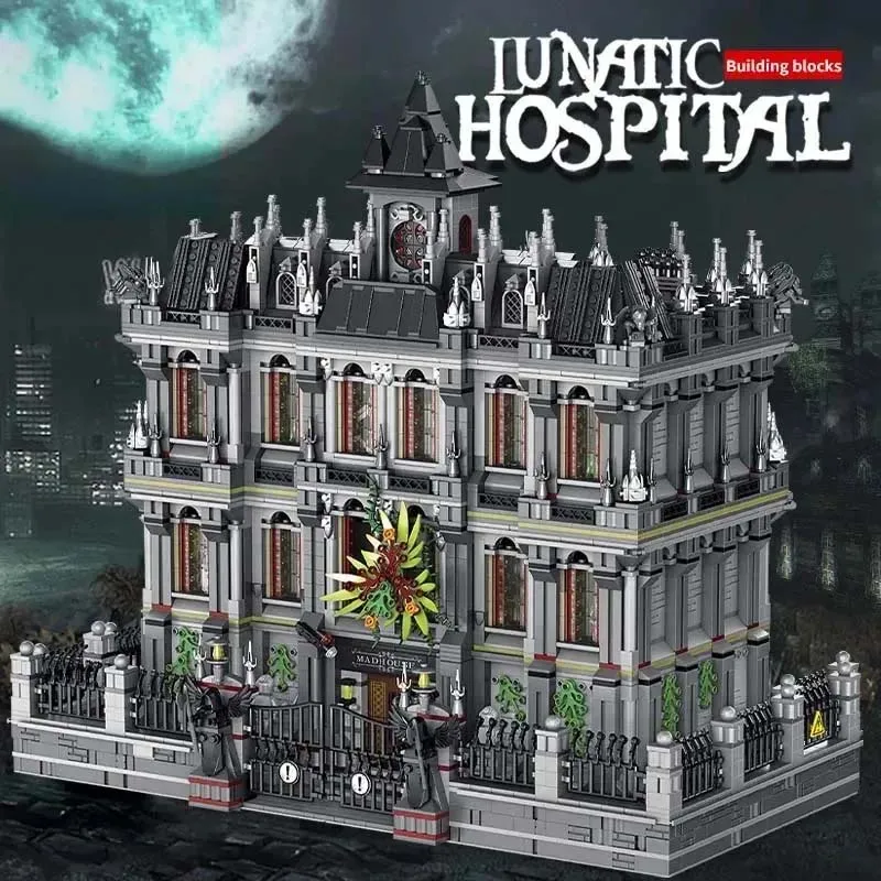 7537 PCS With Light Lunatic Hospital Arkham Asylum Breakout Toys Kid Birthday Christmas Gifts Building Blocks Bricks