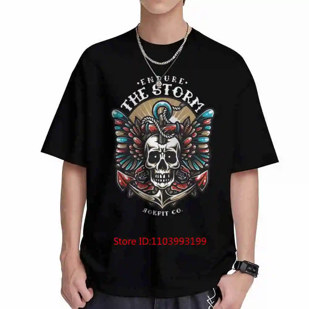 Edgy Skull Endure The Storm Snake Short Sleeve Tee 100% Cotton T-Shirt