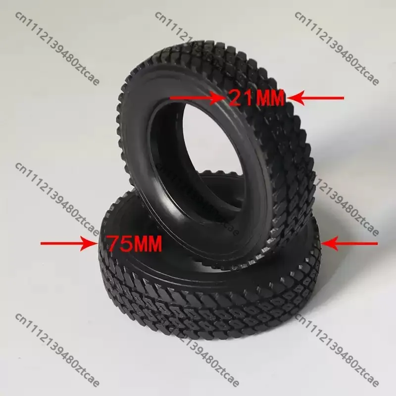 1/14 RC Tractor‑Truck 75mm Narrow Rubber Tire, Upgrade Tyre for Flatbed Trailer Container Semi‑Trailer Hobby Model