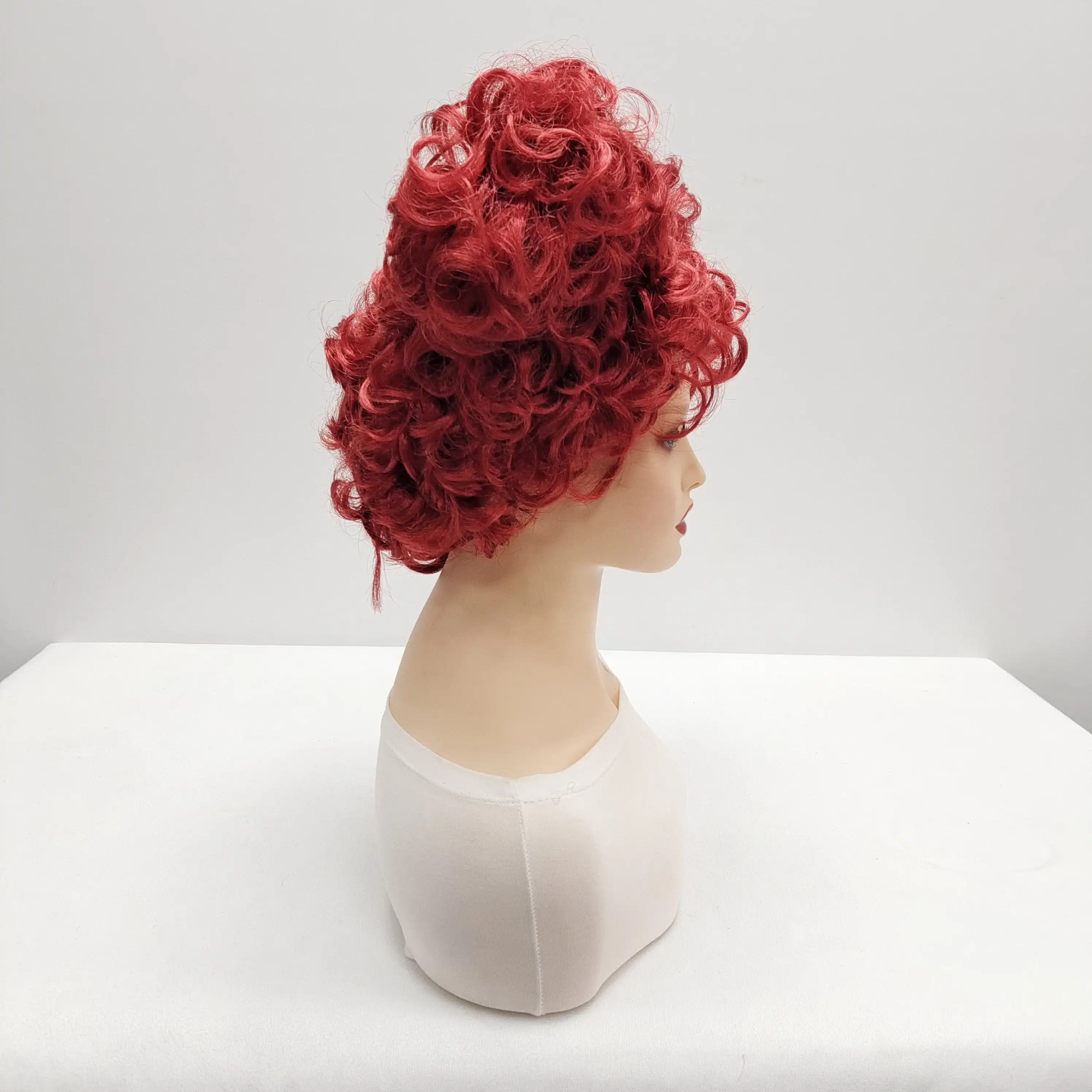 Anxin Brand Synthetic Fiber Wig: Bright Red Exaggerated Double Bun Fluffy Curly Hairstyle, with Full and Voluminous Curls, a Rich Texture, and Eye-Catching and Unique Styling; Made of High-Quality Synthetic Fiber Material, Comfortable to Wear and Easy to Manage; a Trendy Fashion Item Suitable for Adult Women's Cosplay Character Recreation, Eye-Catching Party Looks, and Unique Outfit Styles for Themed Events