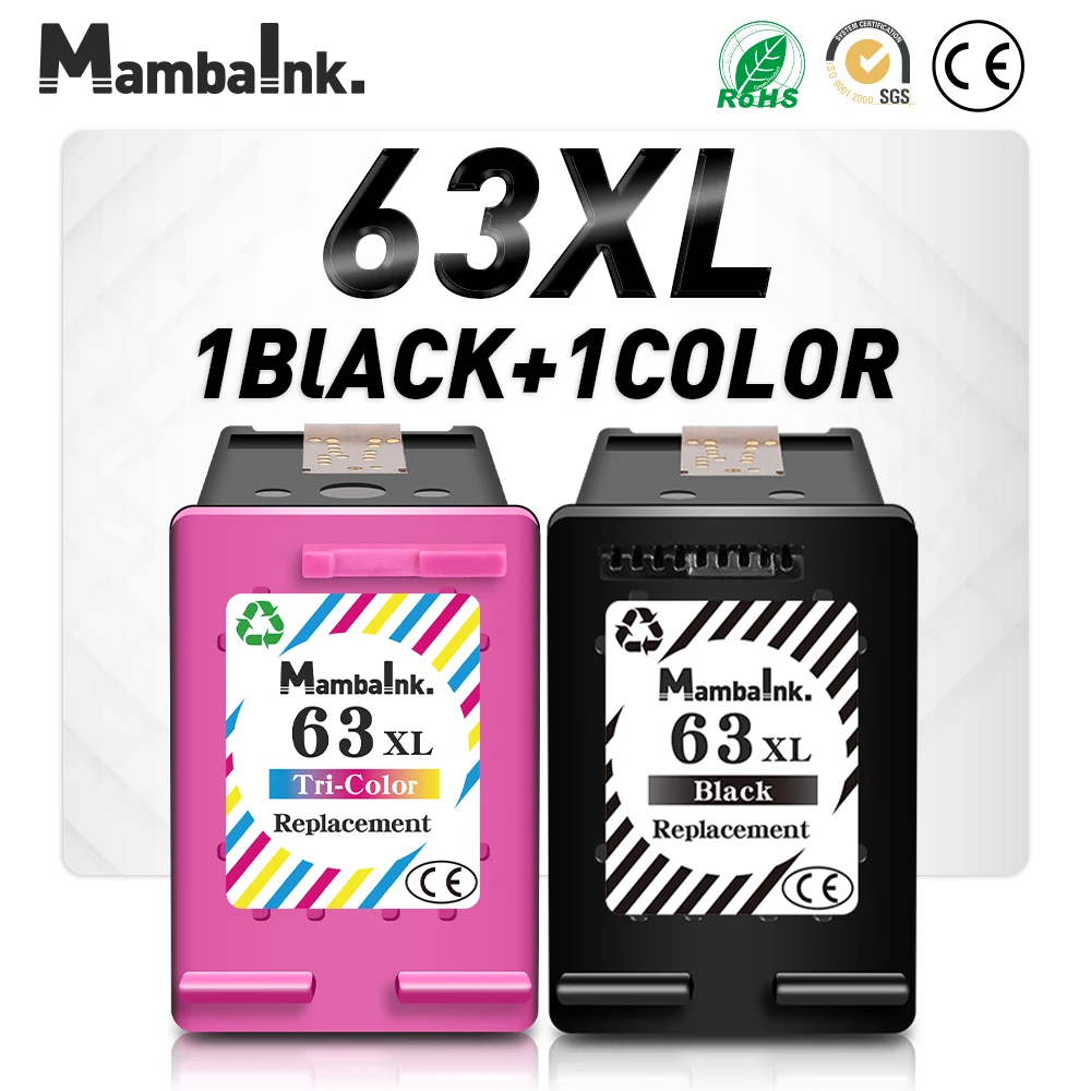 QSYRAINBOW 63XL Cartridge Compatible For HP 63  Ink Cartridge Deskjet 2130 2131 3630 4250 5258 5264 5230 5232 5255