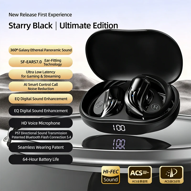 Écouteurs sans fil sportifs originaux avec micros, affichage LED de l'alimentation, son stéréo haute fidélité Bluetooth 5.3 TWS Casque 2026 Nouveauté