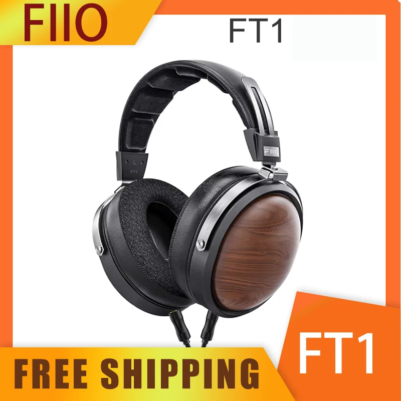 FIIO FT1 Headphones Walnut Wood Music Wired HiFi Headset 60mm Dynamic Ccaw Nanowood Fiber Composite Customized Pc Gaming Laptop