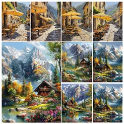 Painting By Numbers Hand Hill House Building Landscape Adult Acrylic Kit Seascape DIY Paint Canva Artwork Personalise Gift Home