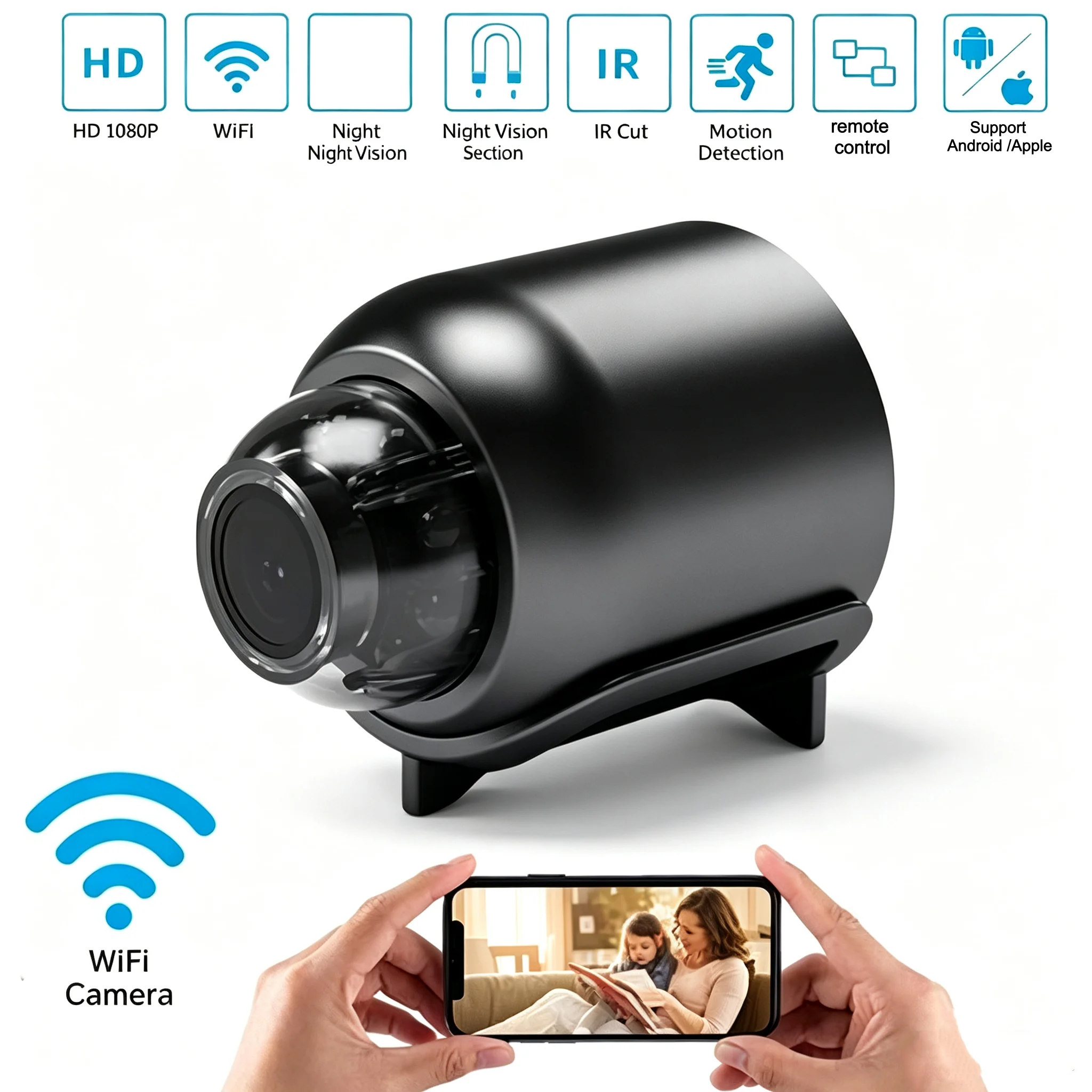 Lenovo Wireless Camera 4K HD Surveillance Security Video Cam Night Vision Motion Detect Camcorder Full Color Monitor Smart Home