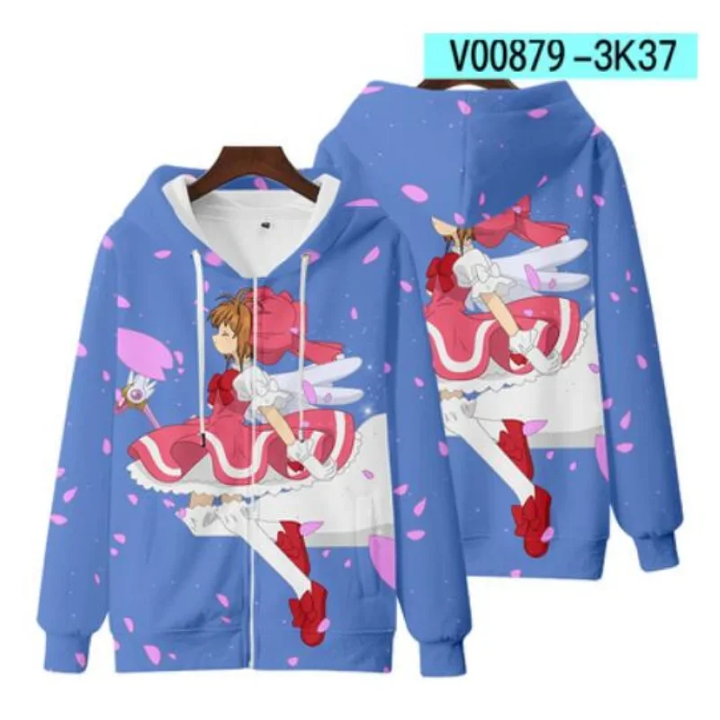 3D Print Cardcaptor Sakura Zip Up Women/Men Hoodie Sweatshirt Streetwear Hip Hop Kinomoto Sakura Cosplay Zipper Hooded Jacket