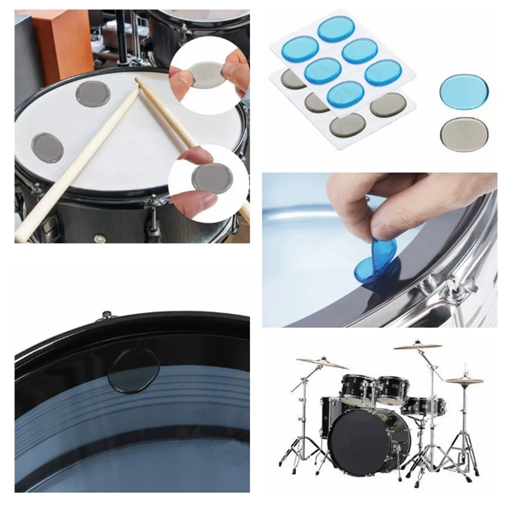12Pcs Silicone Drum  3 Colors Damper Pads Drum Snare Mute Pad Soft Drum Damper Gel Pads for Jazz Drums Muffler Tone Control