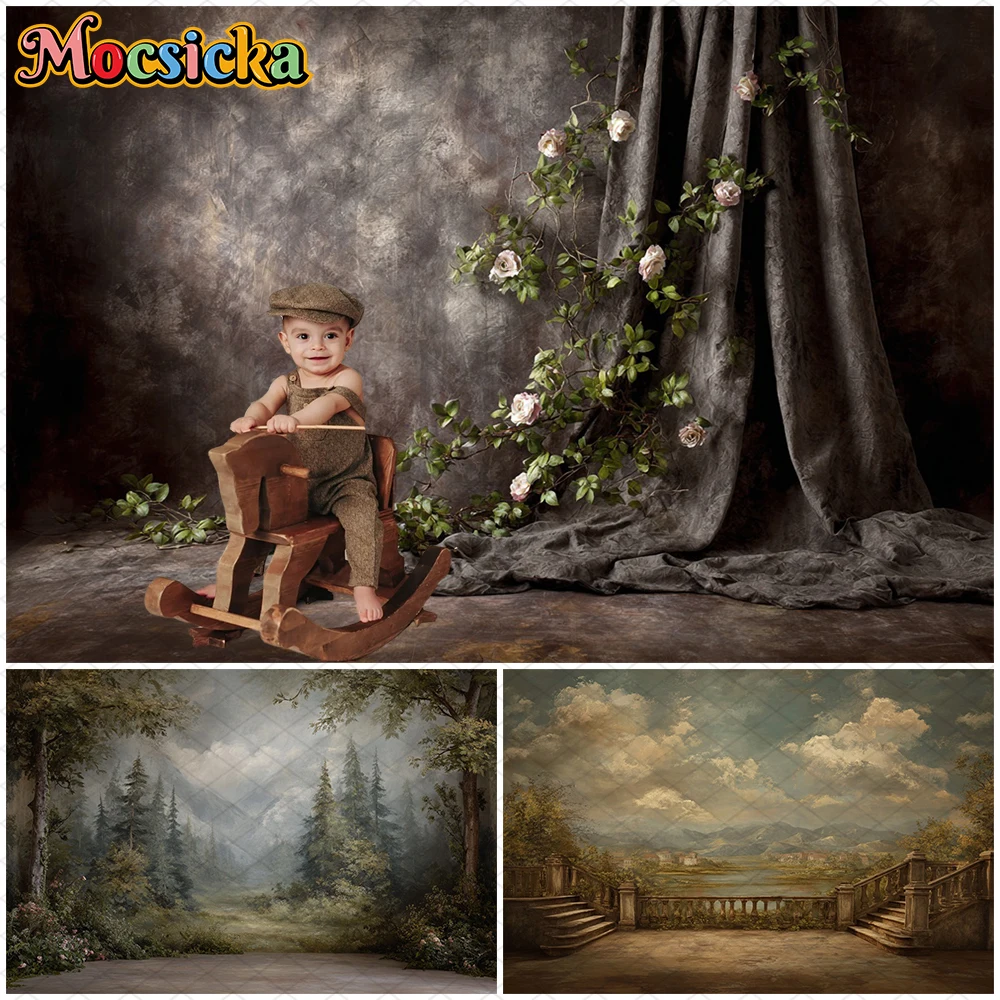 

Mocsicka Retro Abstract Photography Backgrounds Old Master Oil Painting Forest Tree Photo Studio Wallpaper Decorations Backdrops