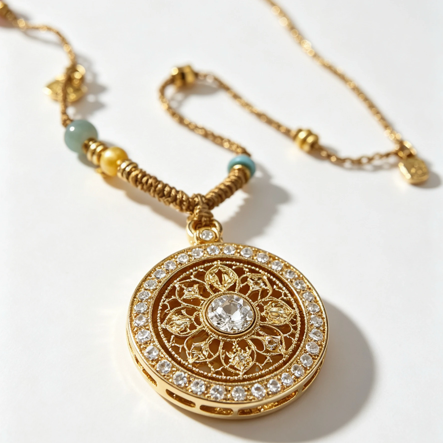 Chinese Style 18K Gold Plated Necklace Luck Rotating Eight Compass Necklaces Protection Peace Luxurious Retro Colorfast Gifts