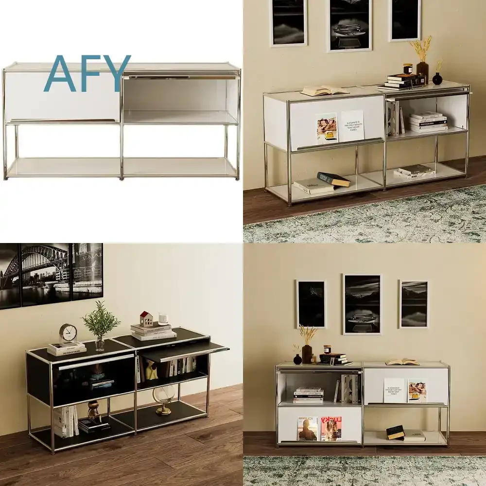 Stainless Steel Cabinet for Bedroom Storage Sofa Side Table Modular Medieval Style Bedside Cabinet for Small Space Living