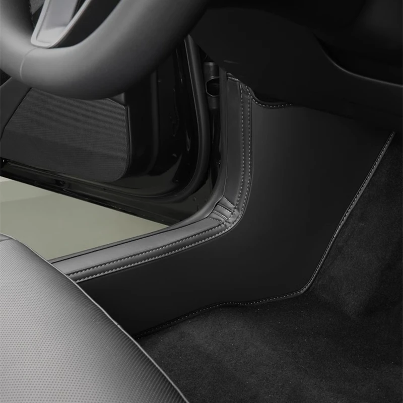 Tesla Model Y 용 전면 후면 도어 씰 보호 패드 주니퍼 가죽 임계 값 범퍼 스트립 가드 안티 킥 패드 액세서리 썸네일 4