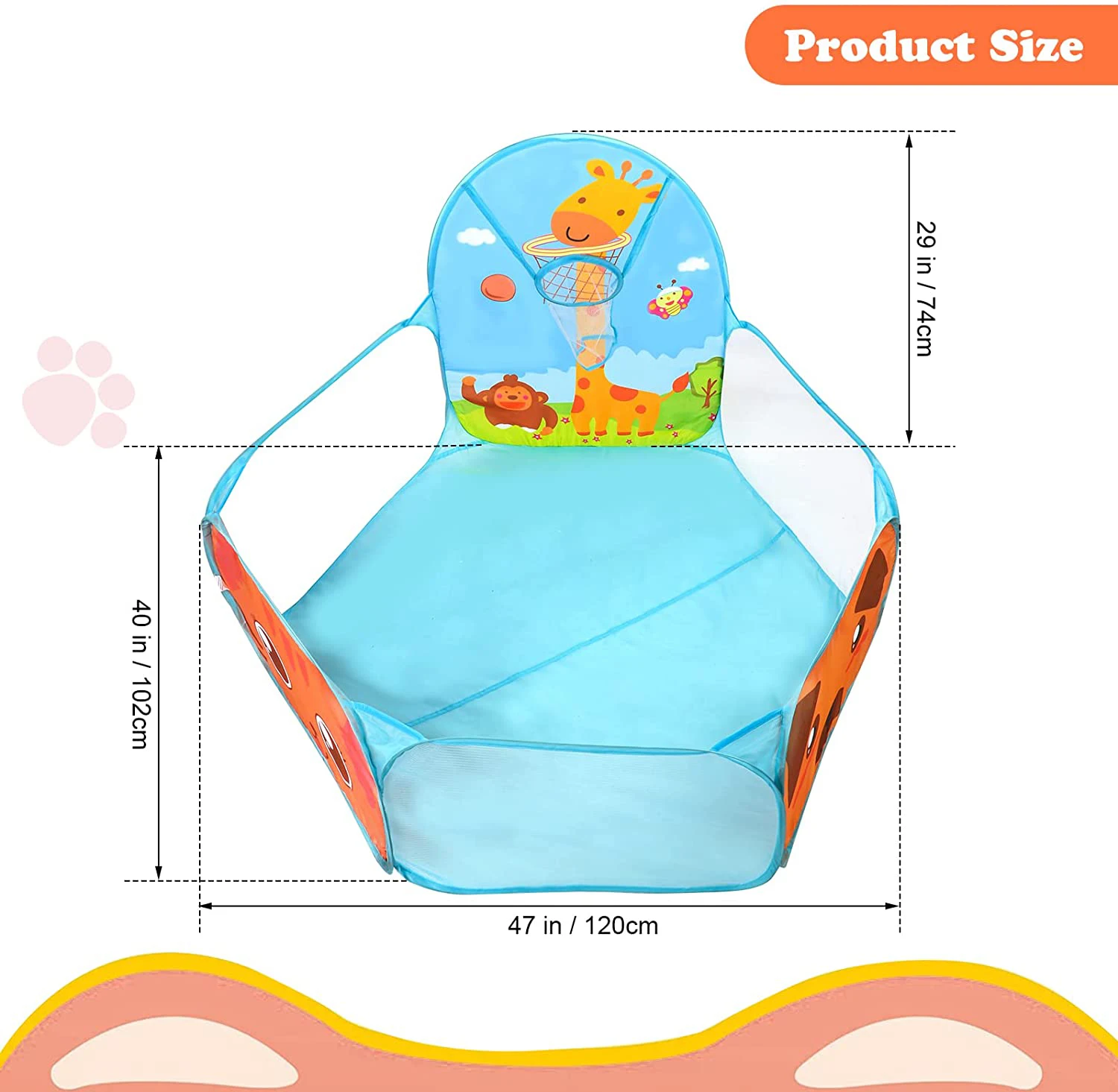 1.2M Cartoon Ball Pit Pool Portable Foldable Children Indoor Ocean Ball Pit Playpen Tent Outdoor Sports Educational Toy For Kids