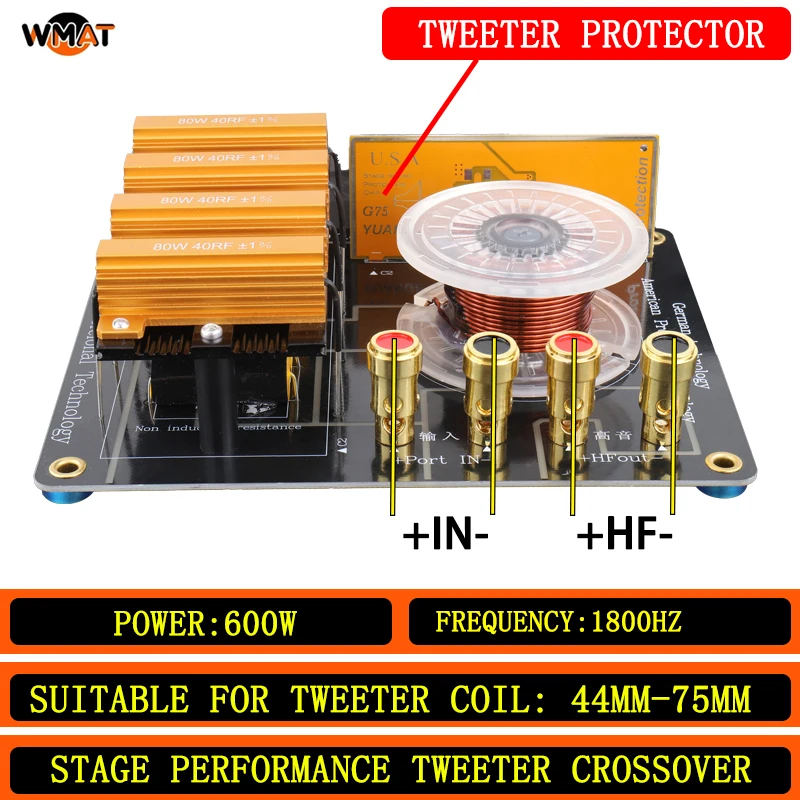 

B96/For 65-100 core tweeter 1800Hz Metal Audio Crossover 4-8 Ohm 300-500W Independent Tweeter Crossover for Home & Stage
