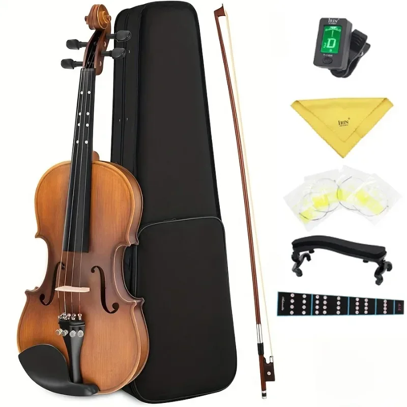 1/2 Violin Set Half Size Fiddle  Matte for Beginners with Hard Case, Rosin, Shoulder Rest, Bow, and Extra Strings