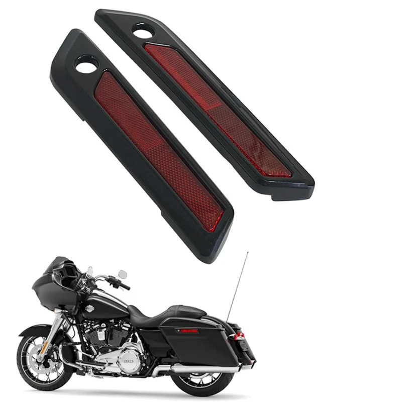Super Sale Motorcycle Hard Saddlebag Latch Cover Reflectors for Harley Touring Road King Road Glide Street Glide 2014-Up