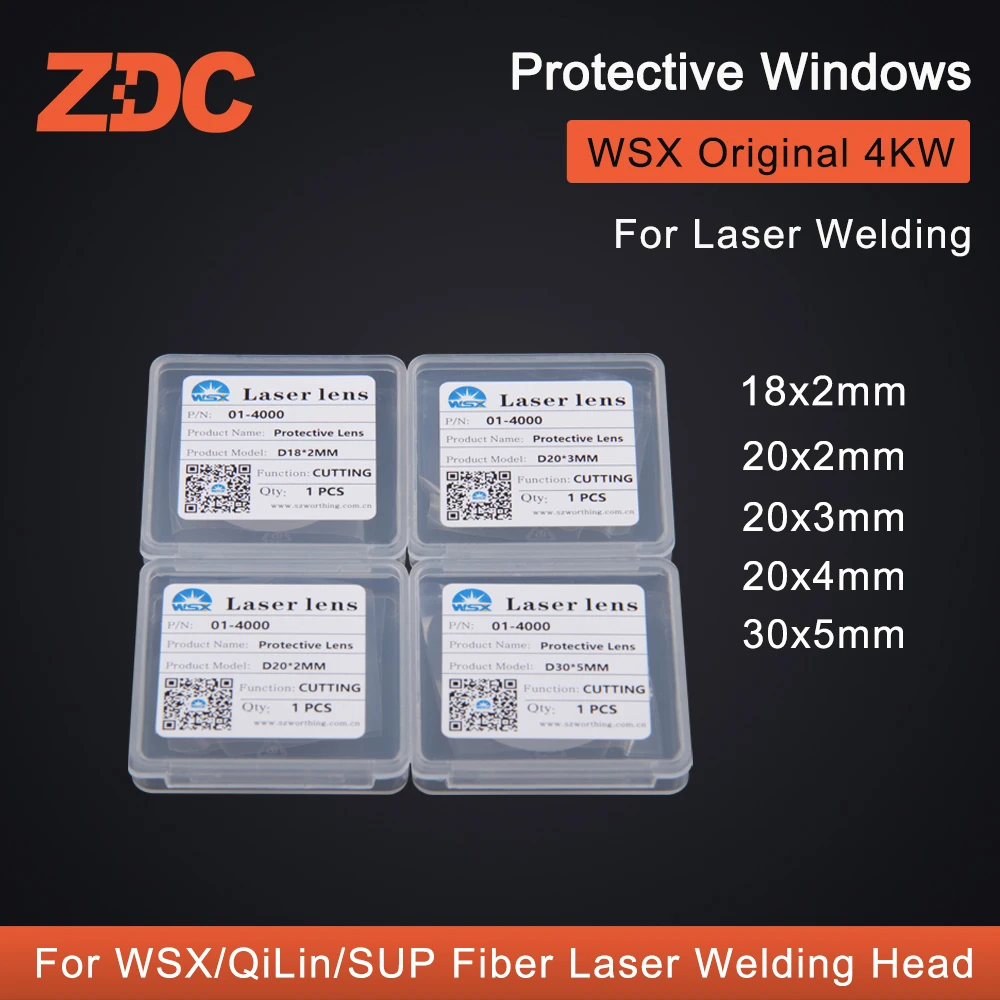 ZDC WSX lente protettiva per saldatura a mano Laser originale vetro protettivo 18*2/20*2/20*3/30*5mm per saldatrice WSX QiLin SUP