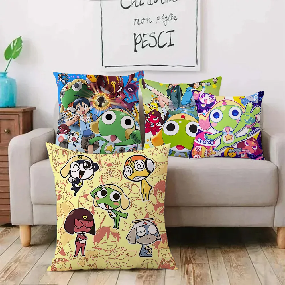 Pillow Covers Cartoon K-Keroro GunsouS Frog Sofa Decorative Home Double-sided Printing Short Plush Cute Cushion Cover