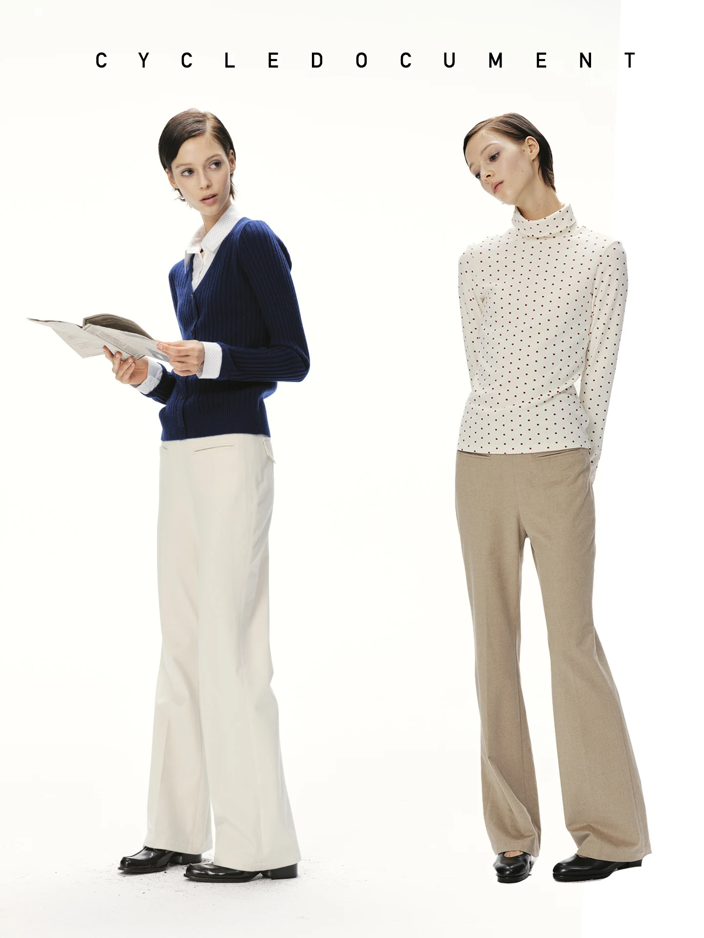 High Waist Wool Blend Casual Pants Women's Slim Fit Nine-Tenths Flared Trousers Commute Style Fashionable Ladies Pants