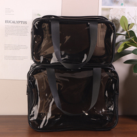 PVC Double Layered Large Capacity Cosmetic Organizer Portable Travel Wash Bag Women Girls Transparent Waterproof Makeup Pouch