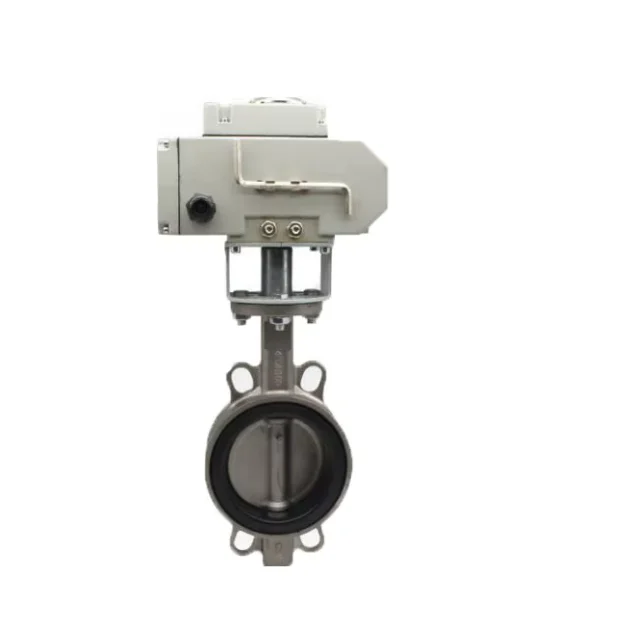 Stainless Steel Electric Butterfly Valve Wafer Type DN100 Soft Seal Explosion-proof  Adjustable Type D971X-16