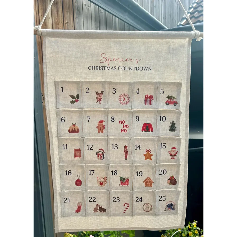 

Personalised Christmas Countdown Advent Calendar Xmas Christmas Calendar Gift Santa Wall Hanging Home Door Decoration Kid Gift