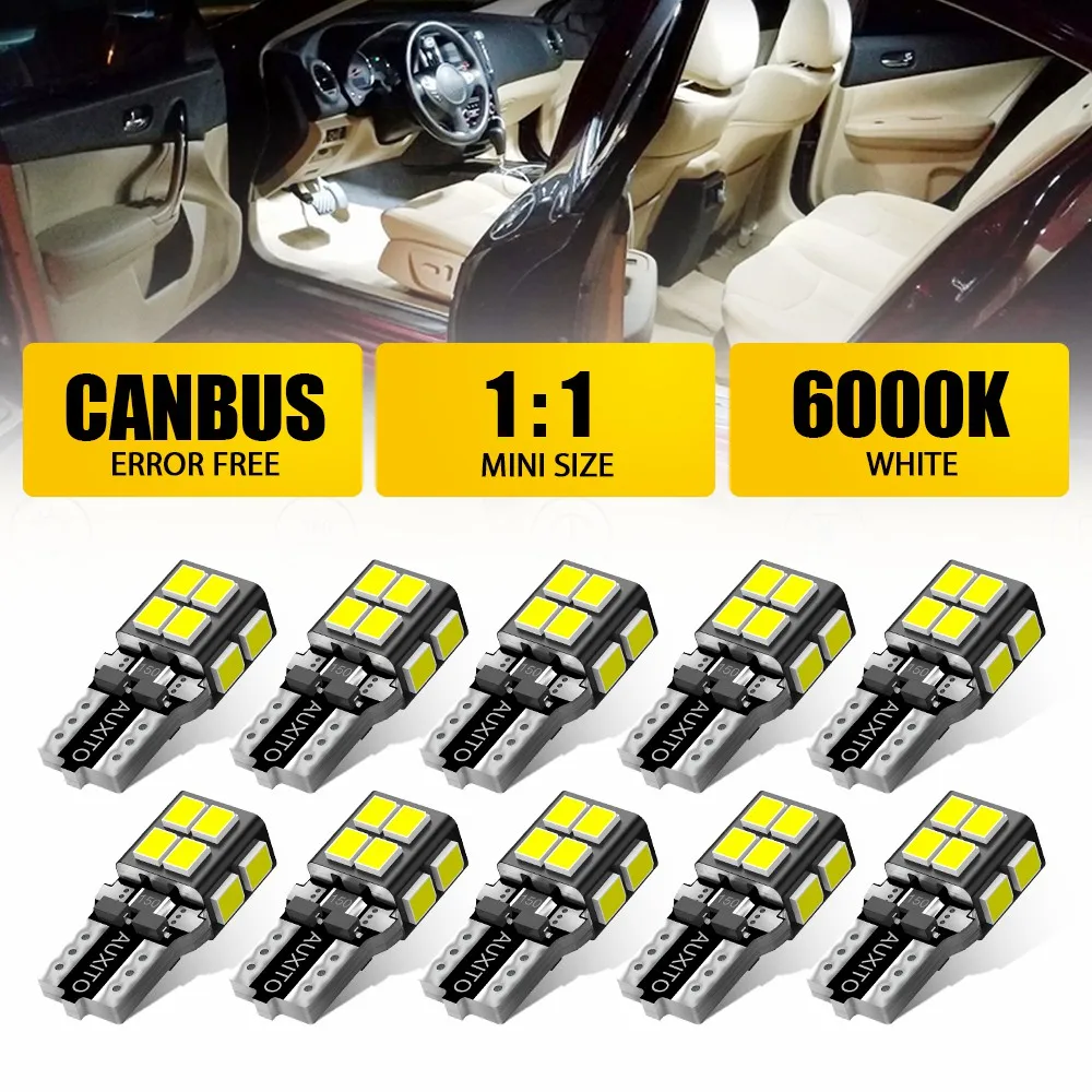AUXITO 10/8/6/4Pcs W5W T10 LED Bulbs Canbus Led Signal Lamp 501 194 168 5W5 Bulbs Car Parking Position Dome Read Interior Light