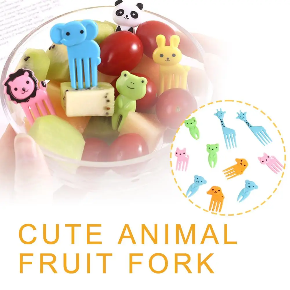 10pcs Cute Animal Fruit Fork Kids Snack Dessert Decoration Forks Toothpick Lunch Salad Accessories Cake Picks