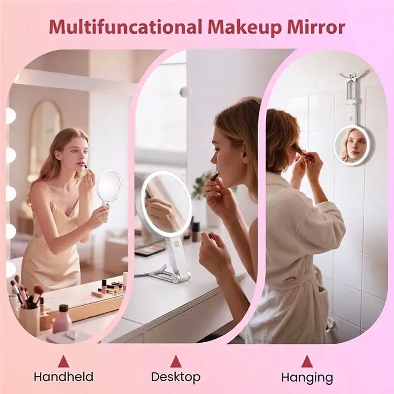 ABLN-For Detailed Skincare 30X Magnifying Makeup Mirros Mirrors 3 Color Lights Handheld Mirror For Eyebrow Grooming B