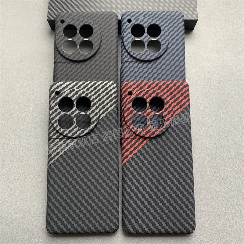 Carbon Fiber Stripe Case For Oneplus 12 12R Ace3 11 Acrylic PC Material Back Cover For One Plus 12 11 Kevlar Stripe Funda Bumper