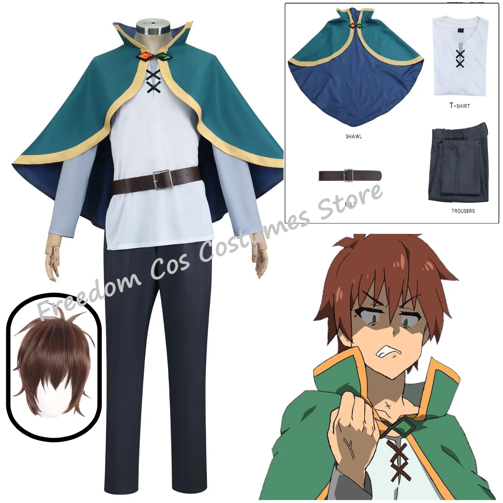 

Satou Kazuma Cosplay Costume Wig Anime Kono Subarashi Sekai Ni Shukufuku Wo Costume Men Halloween Party Convention Outfit