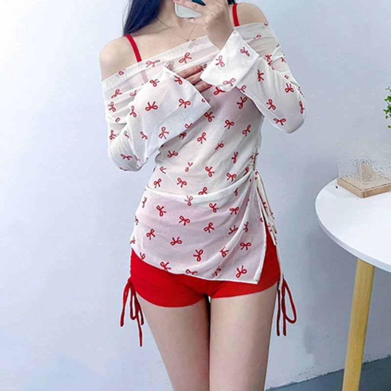 

3 шт. бикини с бантом, сексуальный облегающий купальник, женский темпераментный сексуальный разделенный купальник 2025 Купальник Женский