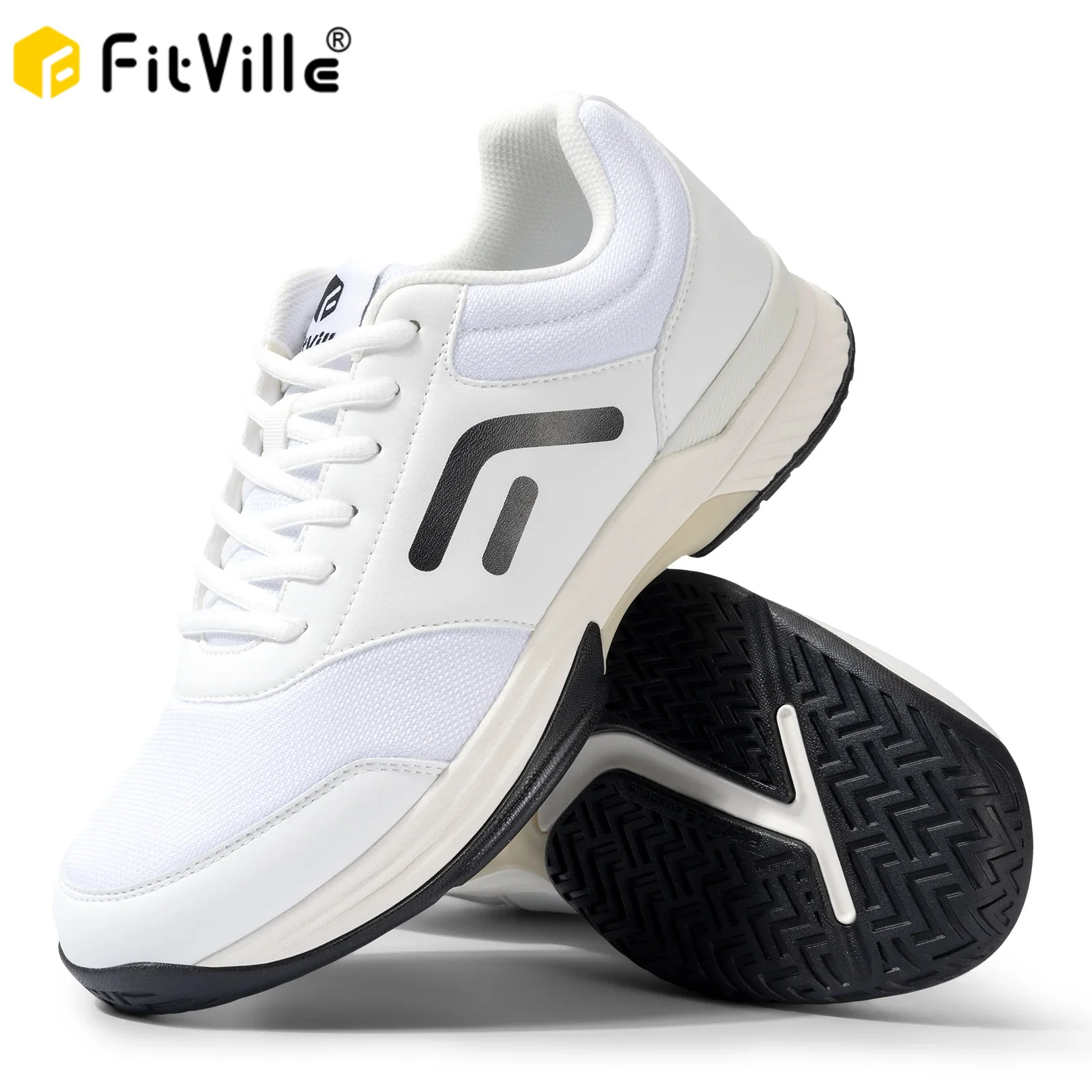 FitVille Wide Men's Tennis Shoes Anti-slip Breathable Professional Sneakers Tennis Footwear for Arch Support Relief Pain