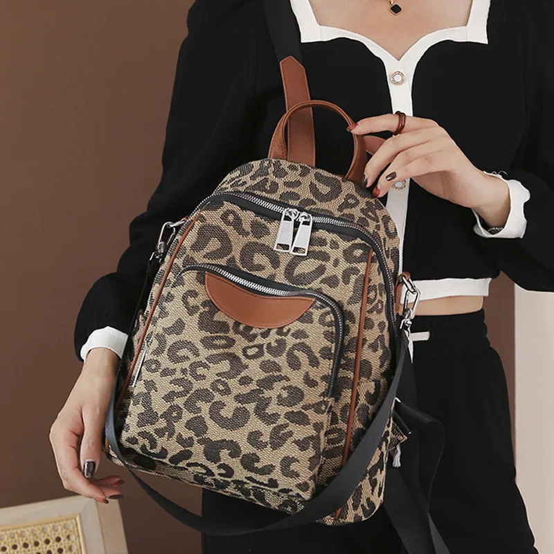 Nowa designerski plecak damska torba na ramię Vintage Leopard Bagpack plecaki podróżne dla nastolatków dziewczęta plecak Mochila Feminina