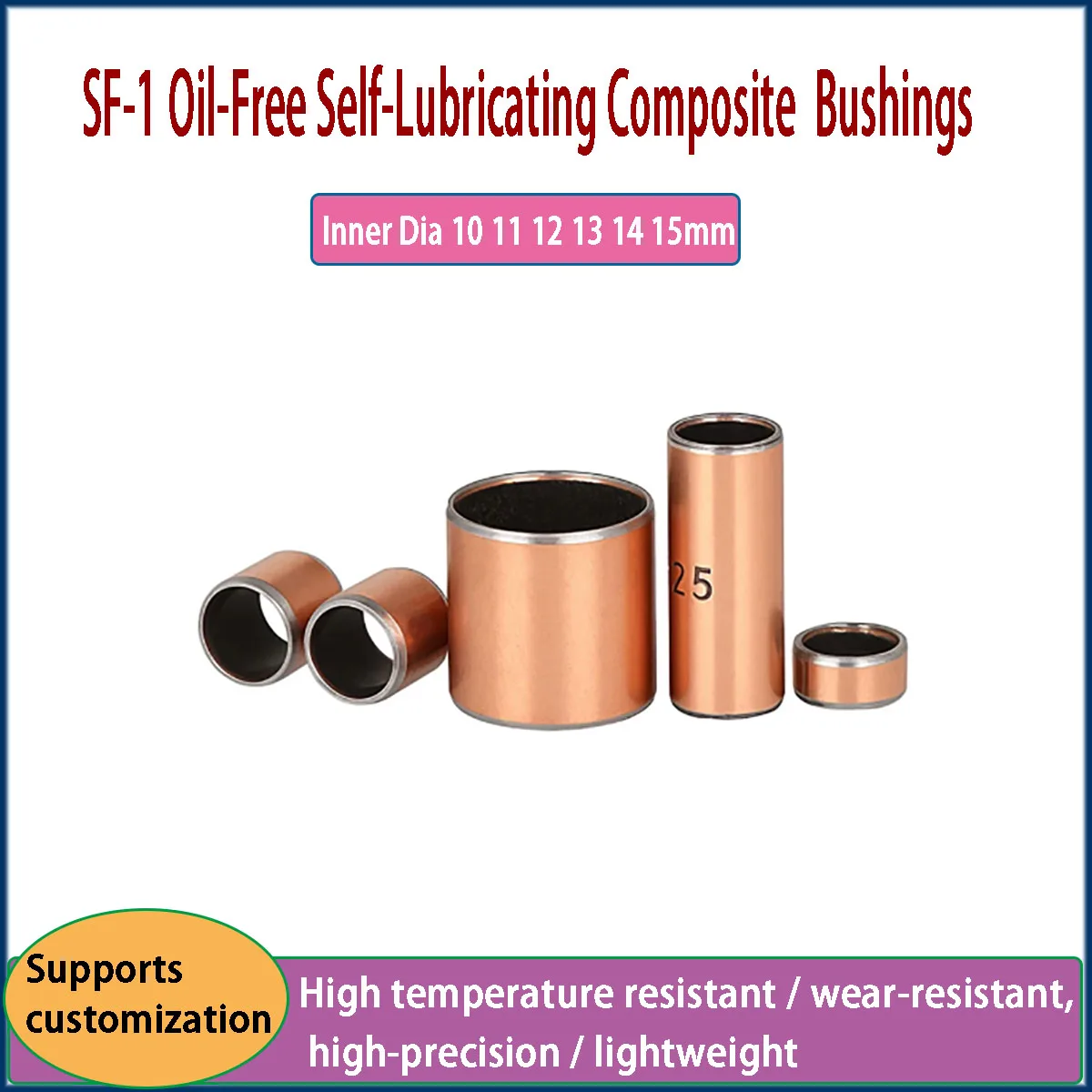 SF-1 Oil Free Self Lubricating Bronze Composite Bushing Bearing ID 10/11/12/13/14/15mm OD 12-17mm Wear Resistant Sleeve Bush