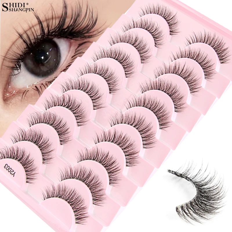 3/10 Pairs 3D Nertsen Nep Wimpers Manga Piekerige Zachte Faux Cils Natuurlijke Look Clear Band Valse Wimpers Oogmake-up Extension