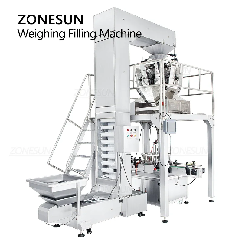 ZONESUN ZS-QGF10 Automatische Granulatfüllmaschine, Getreide, Sesam, Süßigkeiten, Füttern, Wiegen, Messungen, Verpackungsproduktion