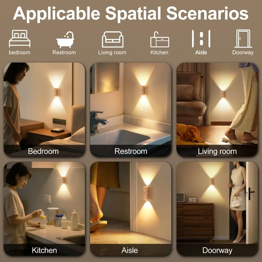 Dual Up Down Lighting PIR Motion Sensor Wall Lamp Waterproof Rechargeable LED Wall Light 3 Color Light Modern Design