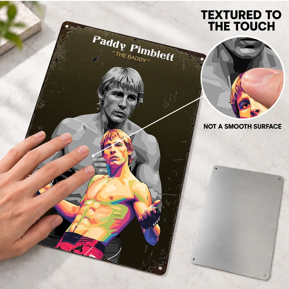 Paddy Pimblett Portrait Collage Printed Poster Customized Aluminum Metal Sign Two Fighter Color Blocks Wall Art For Home Gym