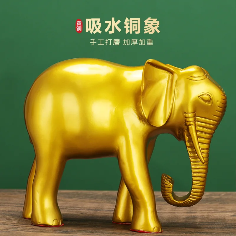 A Pair Of Brass Figurines, Featuring A Water-Absorbing Elephant Design, Suitable For Home Decoration, As A Gift, Or As