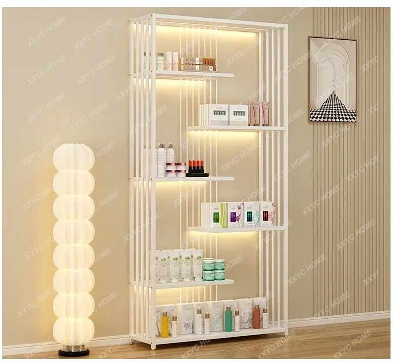 

02Nail Art Storage Cabinet, Display Cabinet Beauty Salon Makeup Storage Cabinet Nail Shop Cosmetics Display Stand