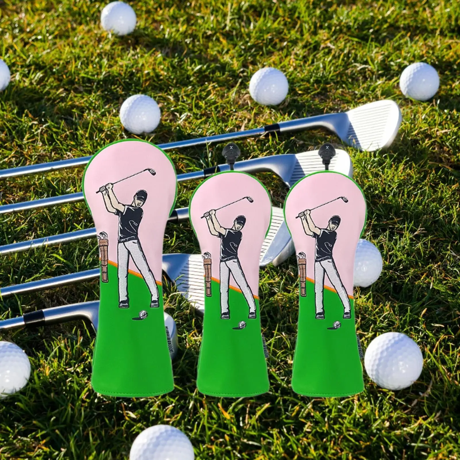 

3Pcs Golf Headcovers Kit Driver Wood UT Cover Accessories Outdoor Sports for Men Women Golfer Protector Sleeve