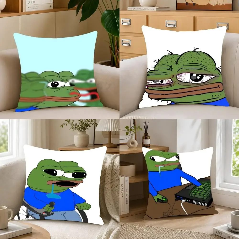 pe Character Meme Pepe The Frog Cushion Cover Crystal velvet sofa Aesthetic room decor Car seat back cushion