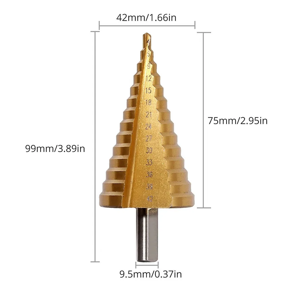 Imagem -06 - Titânio Revestido Passo Broca Sulco Reto 14 Passo Brocas Madeira Metal Hole Cutter Ferramentas de Perfuração de Núcleo Hss 442 mm