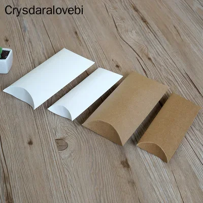 

50pcs Kraft paper packing gift candy box,Wedding favour Kraft Paper Pillow Box,kraft pillow gift packaging boxes