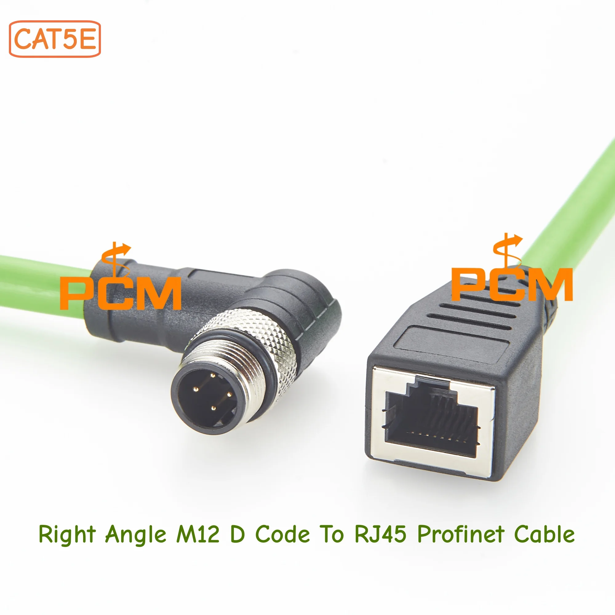 IP67 Wasserdichtes Rechtwinkliges M12 D-Code 4-Pin zu RJ45 Profinet Kabel CAT5E Abgeschirmtes Industrielles Ethernet-Netzwerkkabel – Detail 1