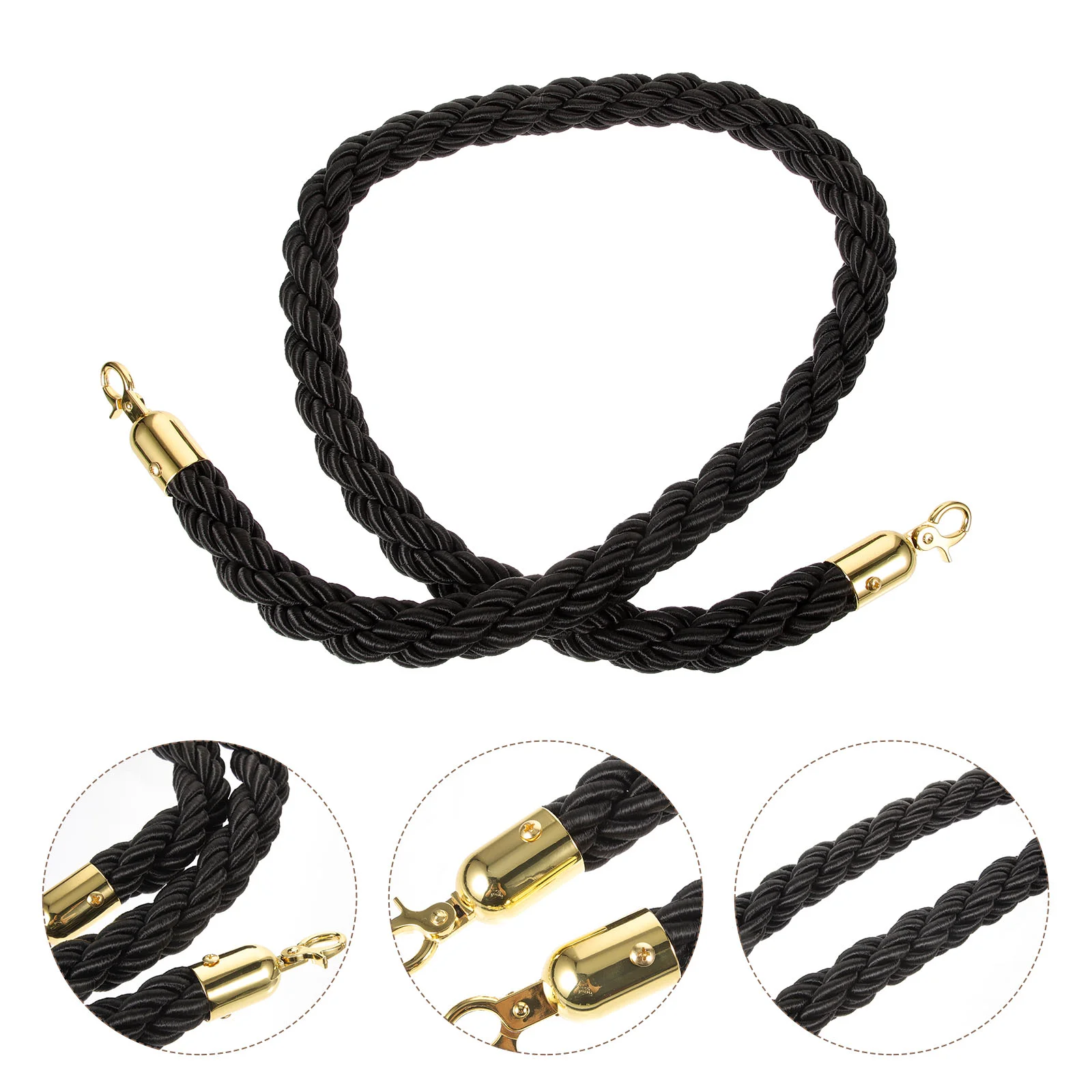 Party Queue Barrier Rope Concierge Post Lanyard Stanchion with Hooks Black Numb